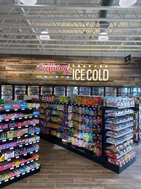 A store with lots of shelves filled with different types of food.