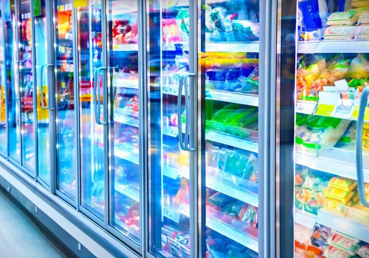 A large freezer with many different types of food.